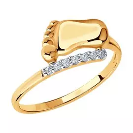 Кольцо из красного золота с фианитами 016675