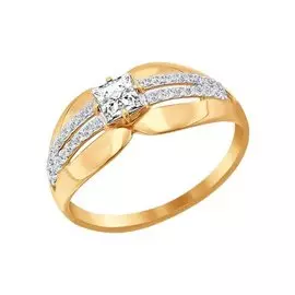 Кольцо из красного золота с фианитами 016746