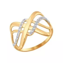 Кольцо из красного золота с фианитами 016770