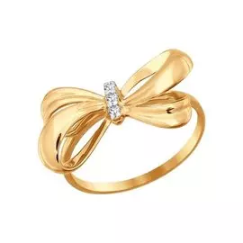 Кольцо из красного золота с фианитами 016815