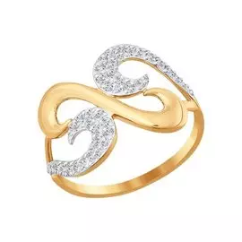 Кольцо из красного золота с фианитами 016887