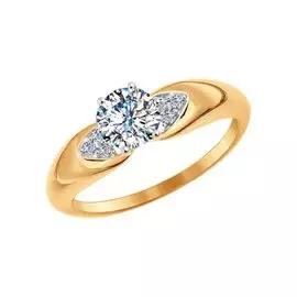 Кольцо из красного золота с фианитами 016993