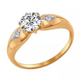 Кольцо из красного золота с фианитами 016996