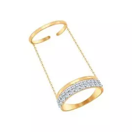 Кольцо из красного золота с фианитами 017059