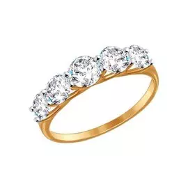 Кольцо из красного золота с фианитами 017145