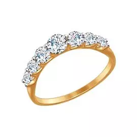 Кольцо из красного золота с фианитами 017190