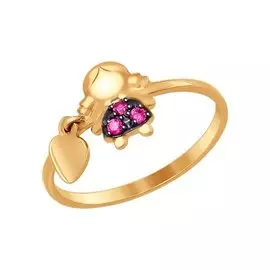 Кольцо из красного золота с фианитами 017239