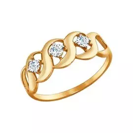 Кольцо из красного золота с фианитами 017308