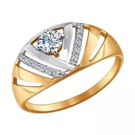 Кольцо из красного золота с фианитами 017311