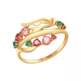 Кольцо из красного золота с фианитами 017319