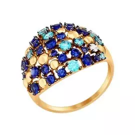 Кольцо из красного золота с фианитами 017368