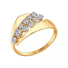 Кольцо из красного золота с фианитами 017398