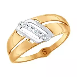 Кольцо из красного золота с фианитами 017901