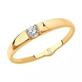 Кольцо из красного золота с фианитами 017915