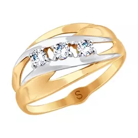 Кольцо из красного золота с фианитами 017951