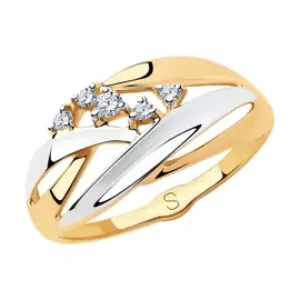 Кольцо из красного золота с фианитами 018180