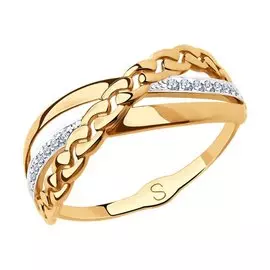 Кольцо из красного золота с фианитами 018217