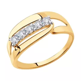 Кольцо из красного золота с фианитами 018332