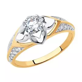 Кольцо из красного золота с фианитами 018333