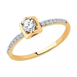 Кольцо из красного золота с фианитами 018368