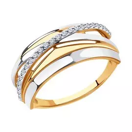 Кольцо из красного золота с фианитами 018451