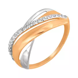 Кольцо из красного золота с фианитами 018499