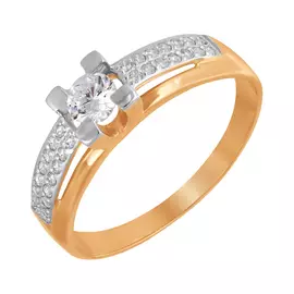 Кольцо из красного золота с фианитами 018509