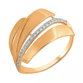 Кольцо из красного золота с фианитами 018511