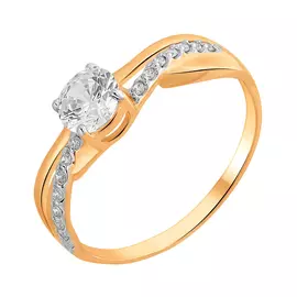 Кольцо из красного золота с фианитами 018520