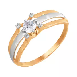 Кольцо из красного золота с фианитами 018524