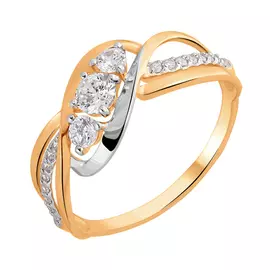 Кольцо из красного золота с фианитами 018533