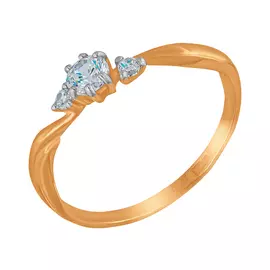 Кольцо из красного золота с фианитами 018551