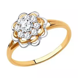 Кольцо из красного золота с фианитами 018556