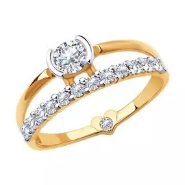 Кольцо из красного золота с фианитами 018574