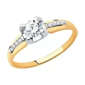 Кольцо из красного золота с фианитами 018585