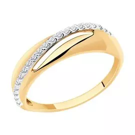 Кольцо из красного золота с фианитами 018613