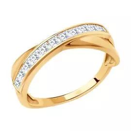 Кольцо из красного золота с фианитами 018629