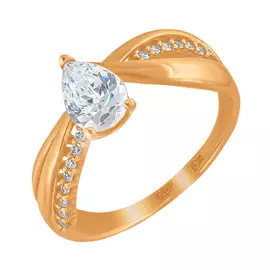 Кольцо из красного золота с фианитами 01-114300