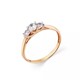 Кольцо из красного золота с фианитами 1000168