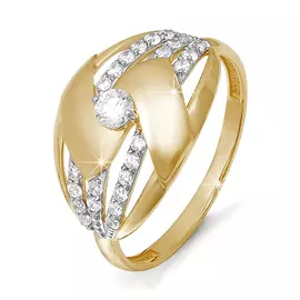 Кольцо из красного золота с фианитами 112099