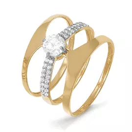 Кольцо из красного золота с фианитами 113225