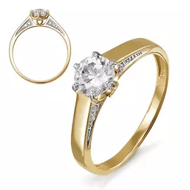 Кольцо из красного золота с фианитами 114479