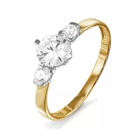 Кольцо из красного золота с фианитами 114556