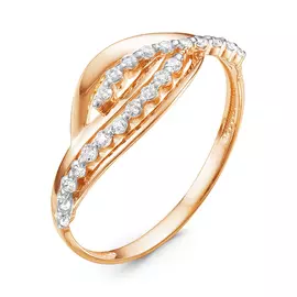 Кольцо из красного золота с фианитами 114829