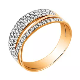 Кольцо из красного золота с фианитами 11-0012-11-01