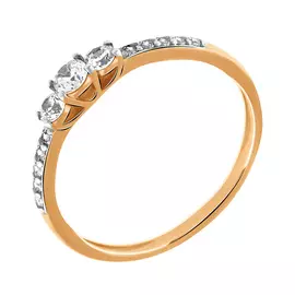Кольцо из красного золота с фианитами 11-0013-11-01