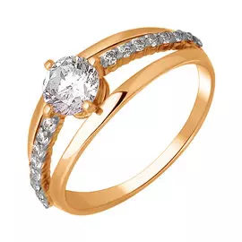 Кольцо из красного золота с фианитами 11-0049-11-01