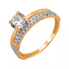 Кольцо из красного золота с фианитами 11-0104-11-01