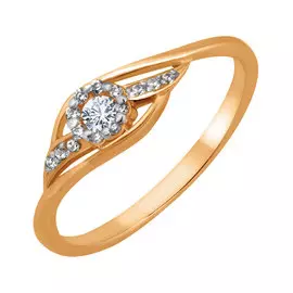 Кольцо из красного золота с фианитами 11-1012-11-01