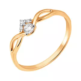 Кольцо из красного золота с фианитами 11-1268-11-01